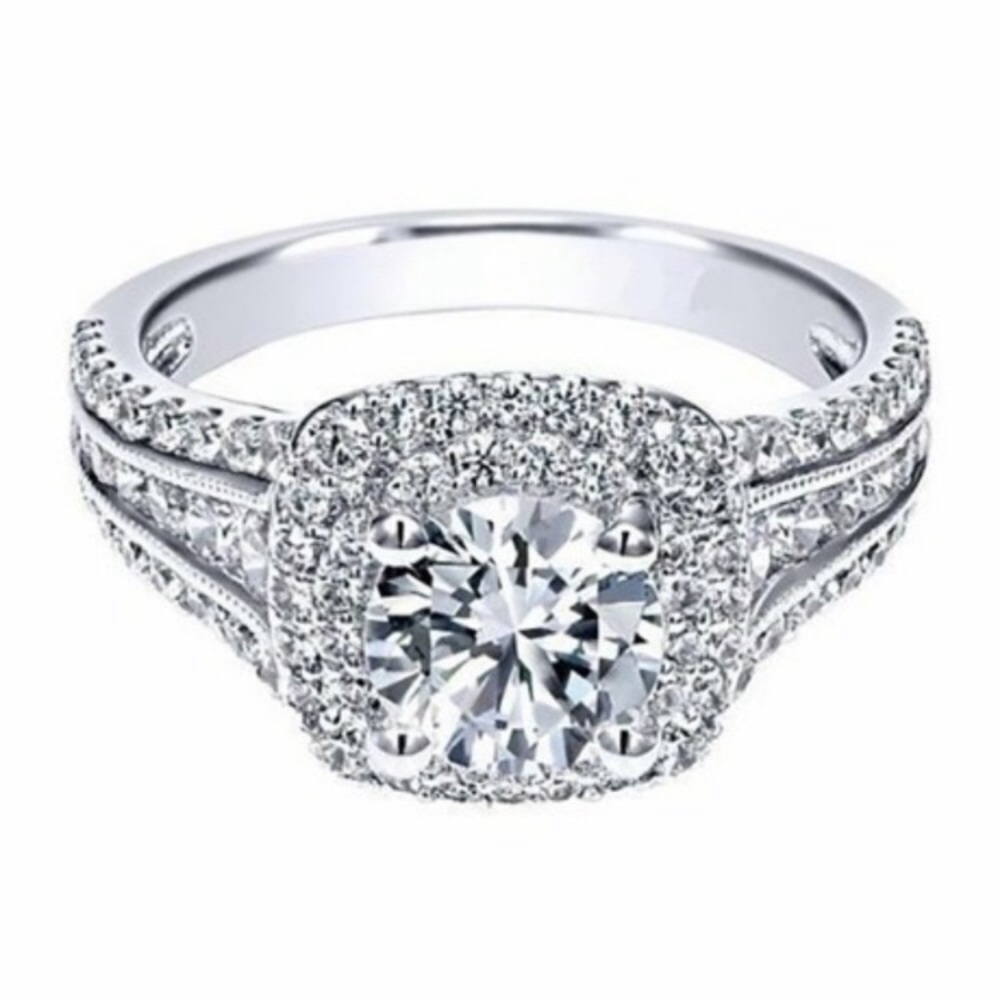 New Gold 925 sterling silver Diamond Halo Ring - Picture 5 of 5
